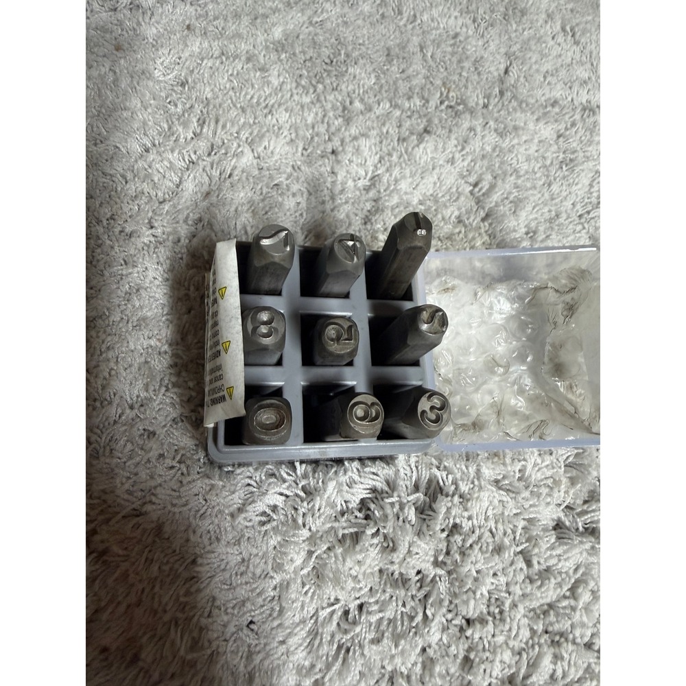 CH Hanson 20685 Steel Number Stamp Set 1/4 Inch 9 Piece Metal Punch Made USA - Picture 2 of 5